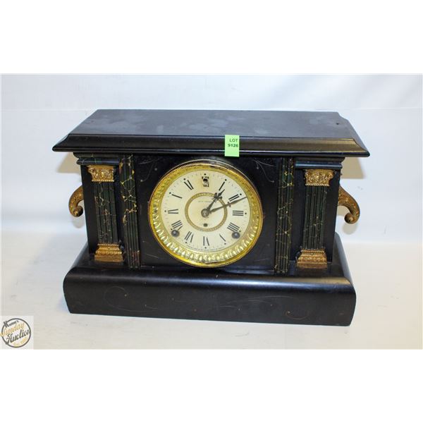 BLACK WM. GILBERT ADAMANTINE MANTEL CLOCK