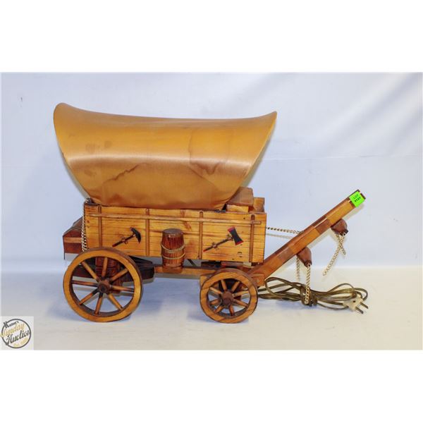 WOODEN COVERED WAGON LAMP