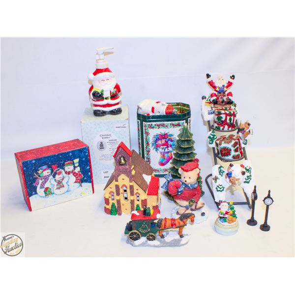 FLAT OF ASSORTED CHIRSTMAS DECORATIONS