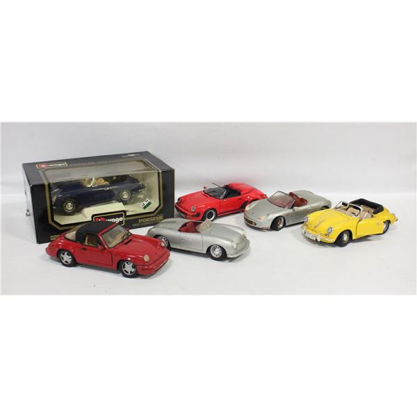 FLAT OF 6 ASSORTED DIECAST PORSCHE CARS