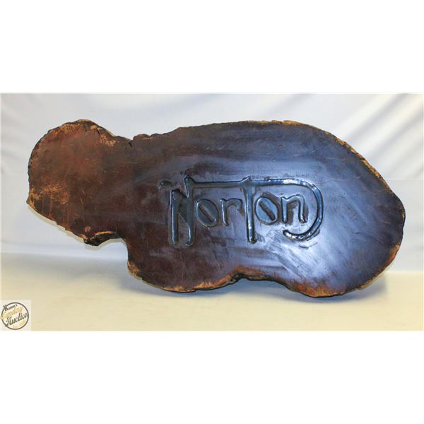 WOOD CARVED NORTON SIGN