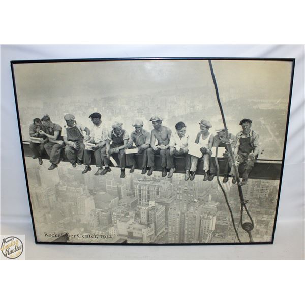 FRAMED ROCKEFELLER CENTER 1932 PRINT 32.5" X 23.5"
