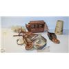 Image 1 : WOOD & LEATHER CARRIAGE MODEL (NEEDS ASSEMBLY) &