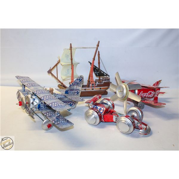 LOT OF BEERCAN FIGURES INCLUDES PLANE AND MORE