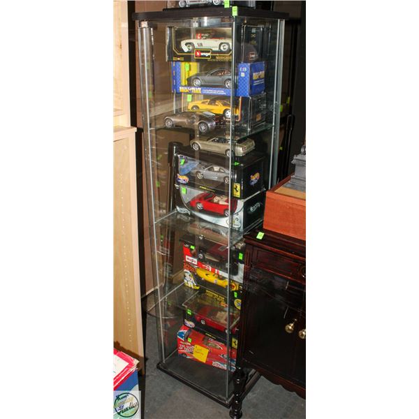 4 TIER GLASS DOOR DISPLAY CABINET 17" X 15" X 64"