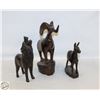 Image 1 : 3 CARVED IRONWOOD FIGURES INCLUDES WOLF, RAM AND