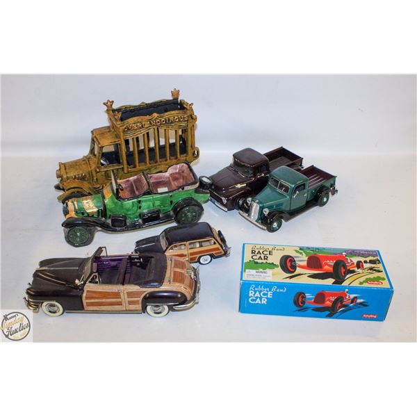 FLAT OF VINTAGE MODEL CARS INCLUDES CAST IRON AND