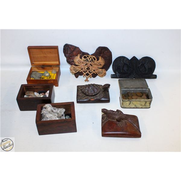 LOT OF VINTAGE TRINKET BOXES WITH CONTENTS INCLUDS