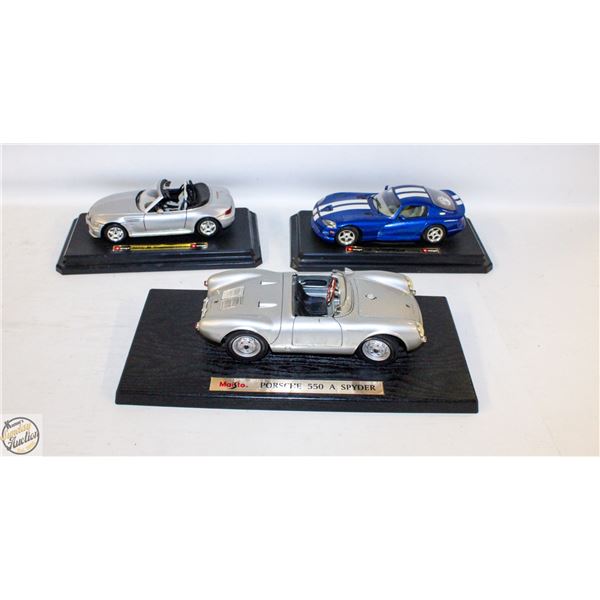 3 VINTAGE DIECAST CARS INCLUDES PORSCHE 550 A