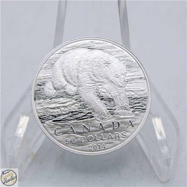 2014 CANADIAN $50.00 ICONIC POLAR BEAR FINE SILVER