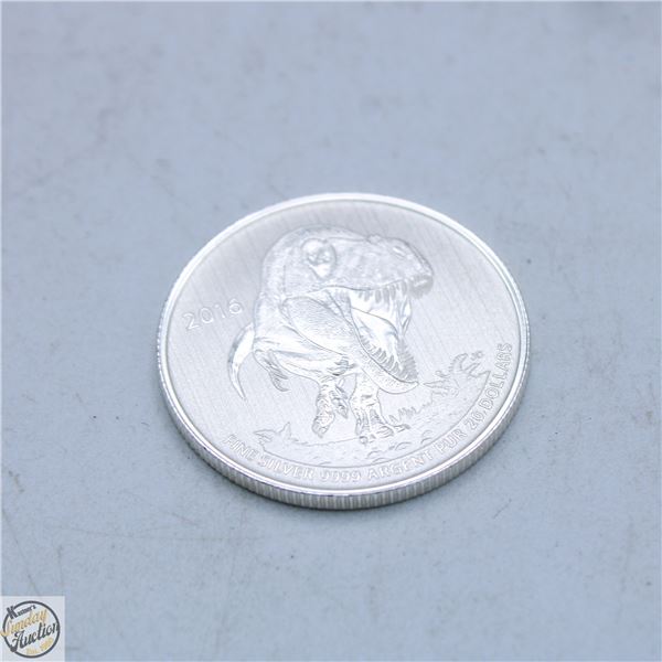 2016 CANADIAN $20.00 FINE SILVER COIN - T-REX