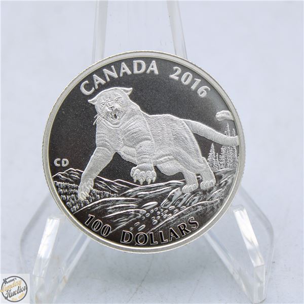 2016 CANADIAN $100.00 FINE SILVER COIN - COUGAR