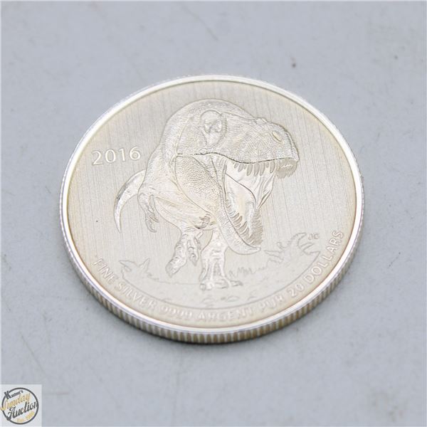 2016 CANADIAN $20.00 FINE SILVER COIN - T-REX