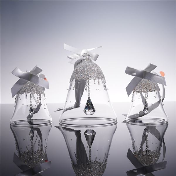 3pc Set Swarovski Crystal Bell Ornament Collection in Original Box