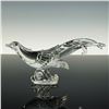 Image 1 : Hand-Blown Art Glass Bird Sculpture with Scroll Base