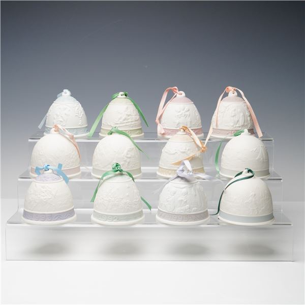 12pc Lladro Porcelain Annual and Seasonal Bell Ornaments