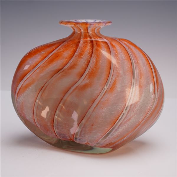 Michele Luzoro French Art Glass Swirl Vase