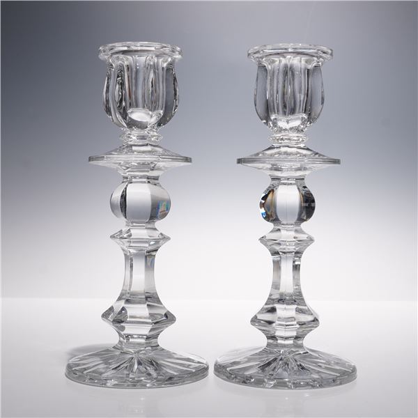 Pair of Russian Crystal Candlestick Holders