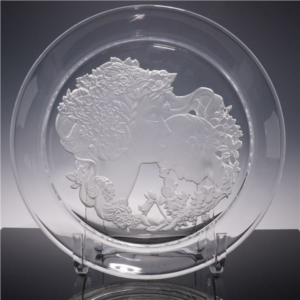 Luciana Roselli for Lalique Crystal Plate, Mother With Child