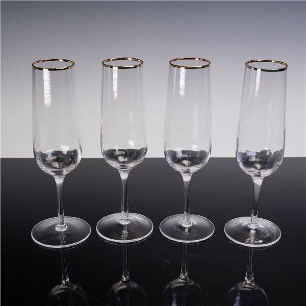 4pc Martha Stewart Champagne Glass Set with Gold Rim
