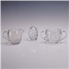 Image 1 : 3pc Cut Glass Creamer and Sugar Set with Sullivans Egg Paperweight