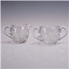 Image 5 : 3pc Cut Glass Creamer and Sugar Set with Sullivans Egg Paperweight
