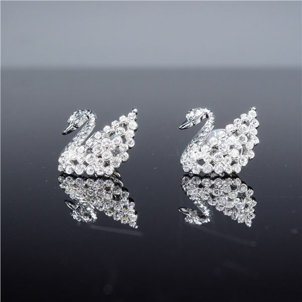 Set of Swarovski Crystal Swan Pins