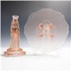 Image 1 : 2pc Pink Depression Glass Vanity Set with Draped Lady Holder