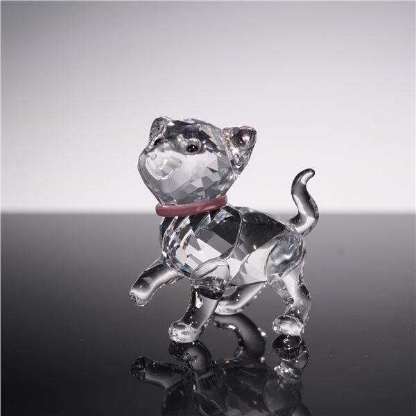 Swarovski Crystal Figurine, Kitten with Pink Collar