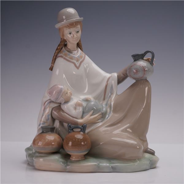 Lladro Porcelain Figurine, Peruvian Girl with Baby 1004822