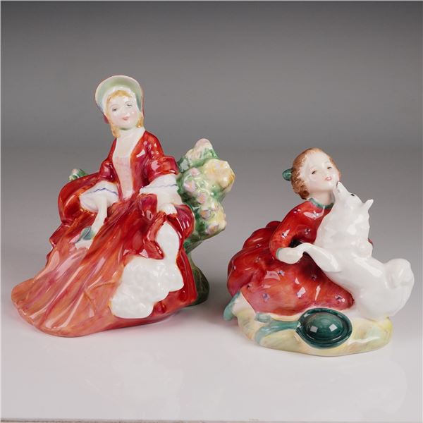 2pc Royal Doulton Figurine Grouping Lydia HN1908 and Home Again HN2167