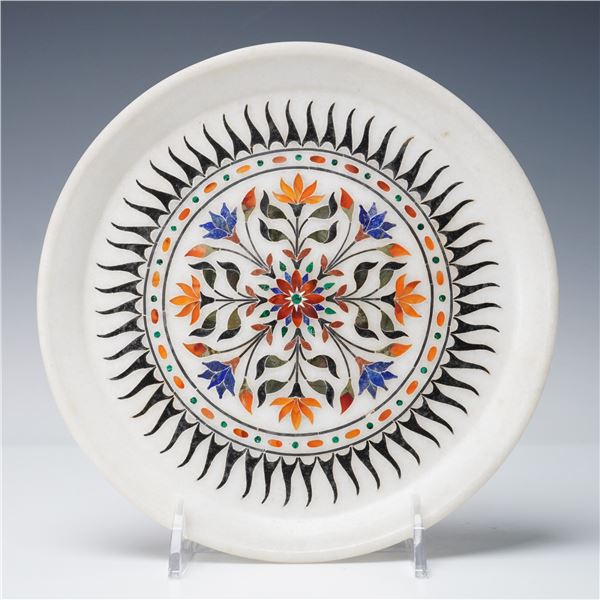 Agra Marble Inlaid Hardstone Floral Plate