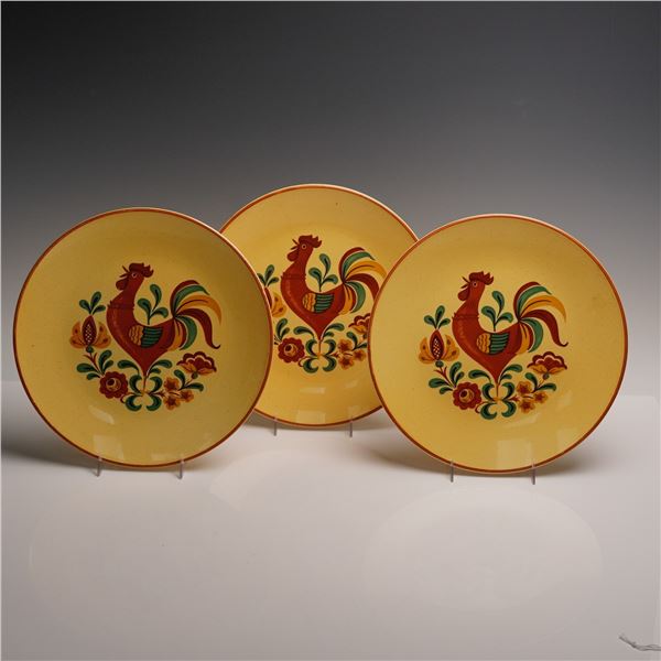 3pc Taylor Smith and Taylor Rooster Dinner Plates