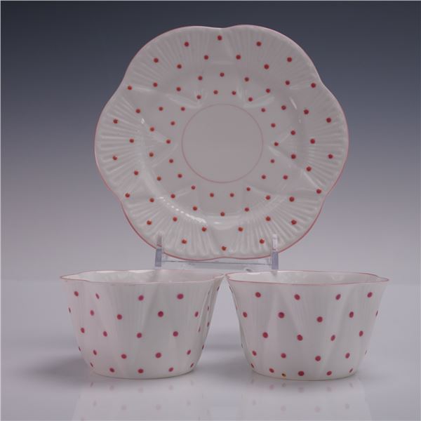 3pc Shelley Fine Bone China Teacup Set Pink Polka Dot 13748