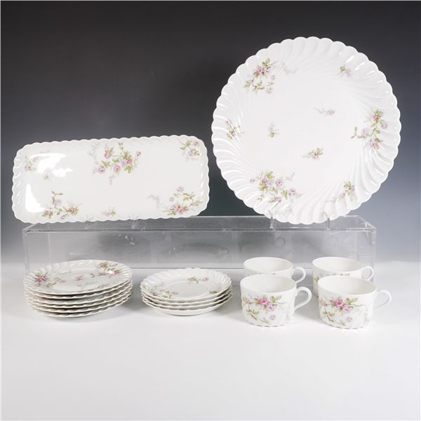 16pc Haviland Limoges Porcelain Set, Pink Floral Pattern