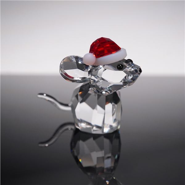 Swarovski Crystal Figurine, Mouse with Santa's Hat