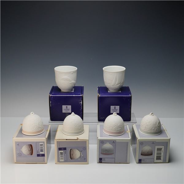 6pc Lladro Collectors Society Christmas Bells and Candle Holders