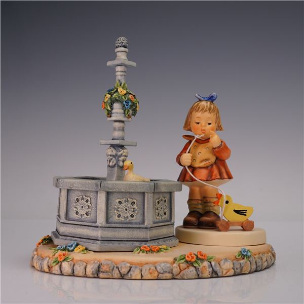2pc Goebel Hummel Figurine, Darling Duckling with Towne Square Base