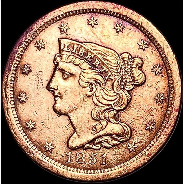 1851 Braided Hair Half Cent UNCIRCULATED