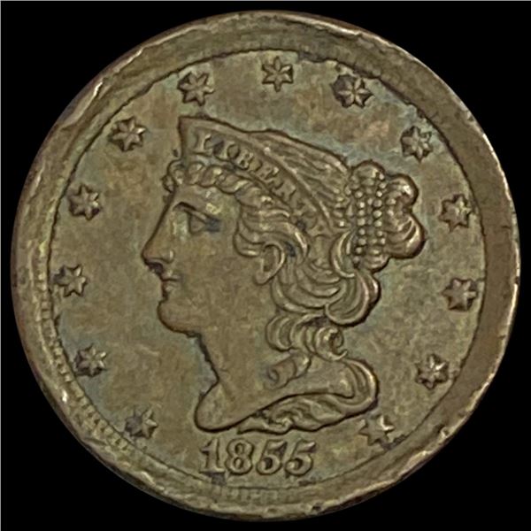 1855 Braided Hair Half Cent LIGHTLY CIRCULATED