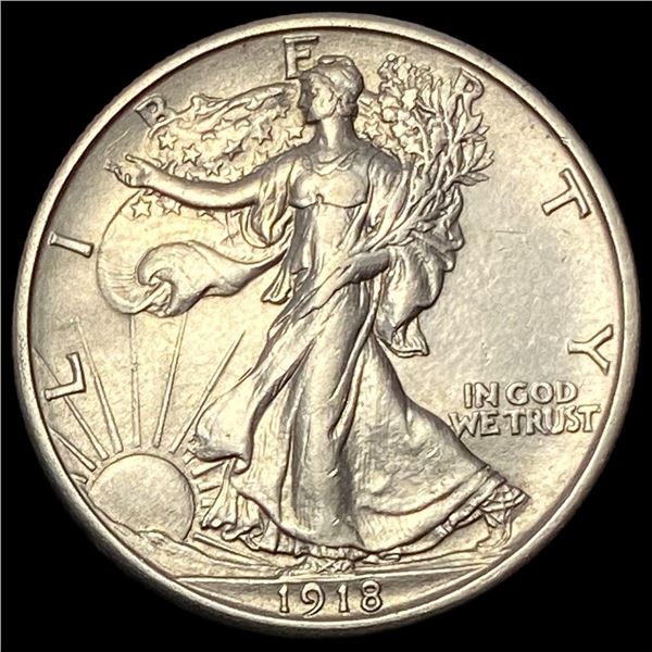 1918 Silver Walking Liberty Half Dollar  CHOICE AU