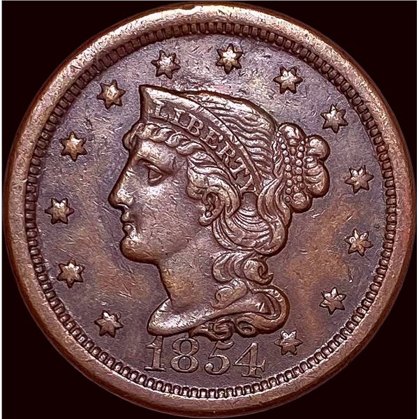 1854 Braided Hair Large Cent CLOSELY  UNCIRCULATED