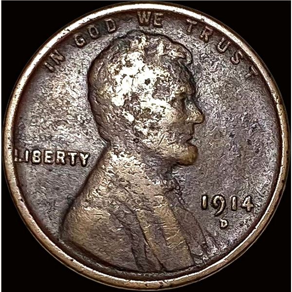 1914-D Bronze Lincoln Wheat Cent LIGHTLY  CIRCULATED