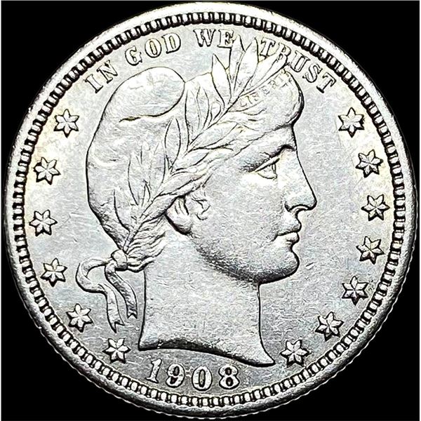 1908 Silver Barber Quarter CLOSELY  UNCIRCULATED