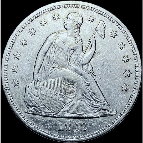 1842 Seated Liberty Silver Dollar CHOICE AU