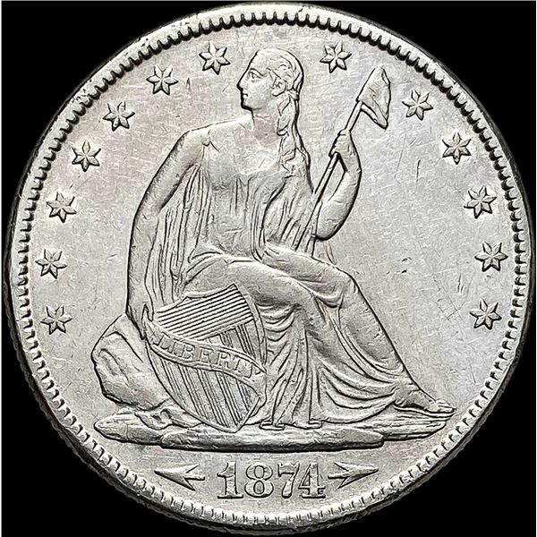 1874 Seated Liberty Half Dollar Arrows  CLOSELY UNCIRCULATED