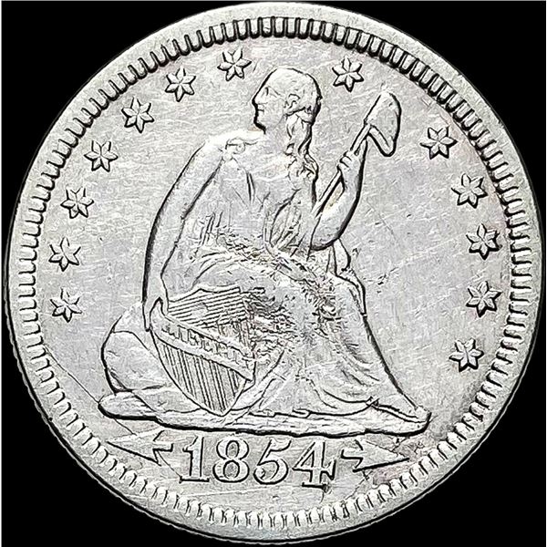 1854 Seated Liberty Quarter Arrows NEARLY  UNCIRCULATED