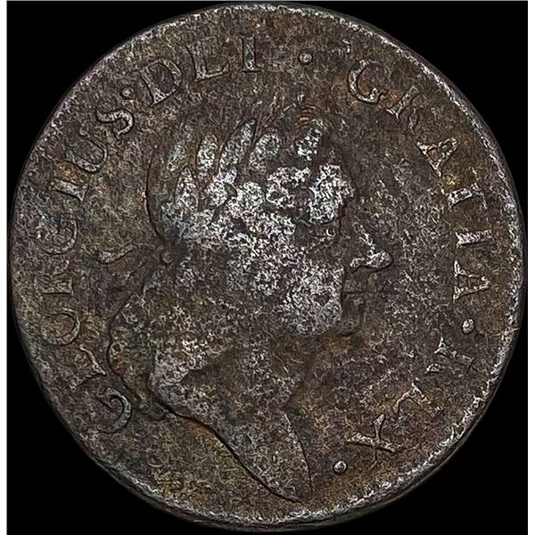 1723 Copper Hibernia Halfpenny NICELY  CIRCULATED