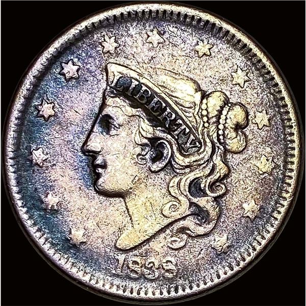 1838 Coronet Head Large Cent LIGHTLY  CIRCULATED
