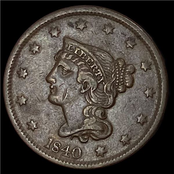 1840 Braided Hair Large Cent LIGHTLY  CIRCULATED